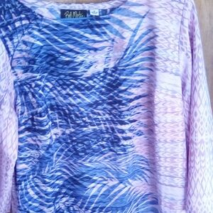 Bob Mackie Pink and Blue Patterned Blouse